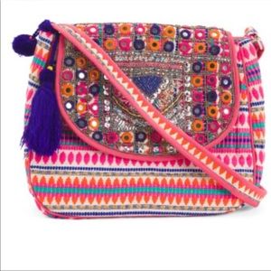 Expressions NYC Bohemian Beaded Embroided Messenger Bag